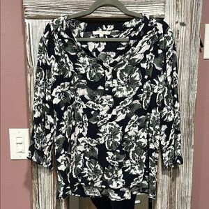 Fun 2 Fun Floral Blouse - Black and Green